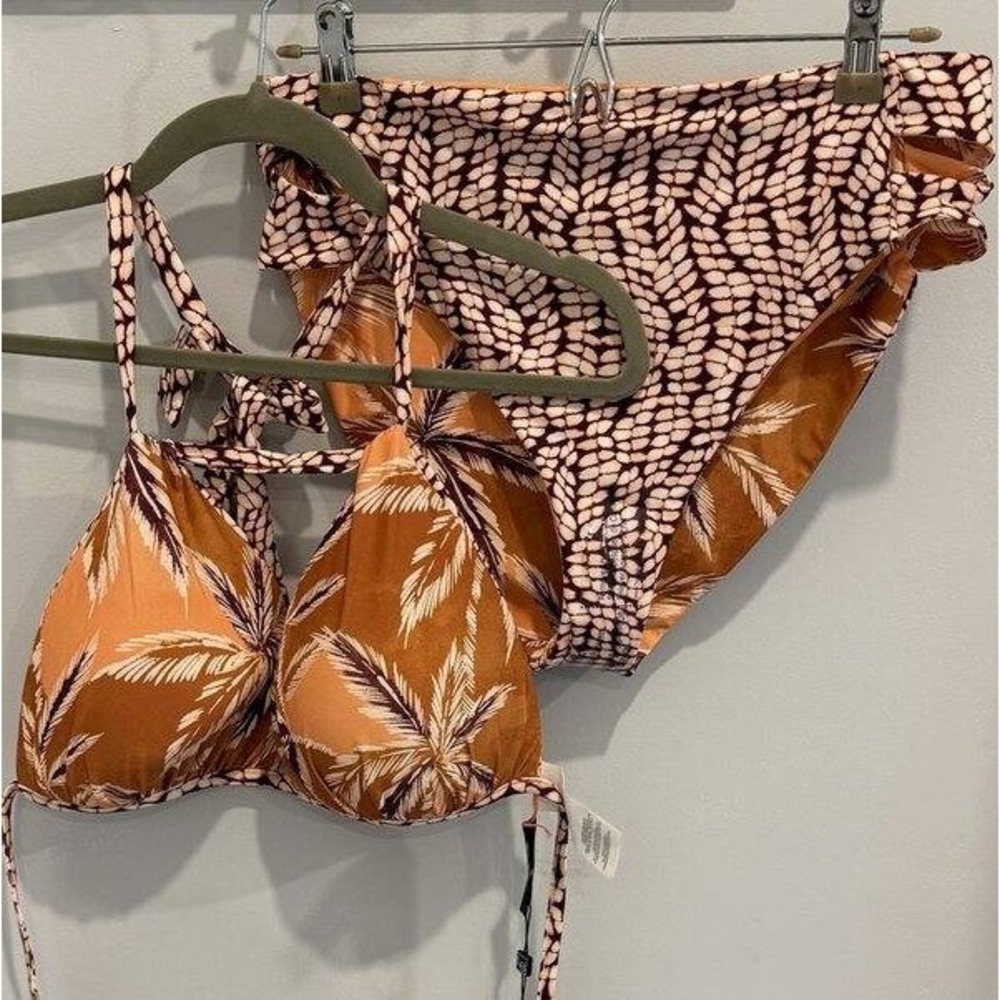 La Blanca Reversible 2pc Swimsuit Bikini Set String Tie 14 Tummy Control New